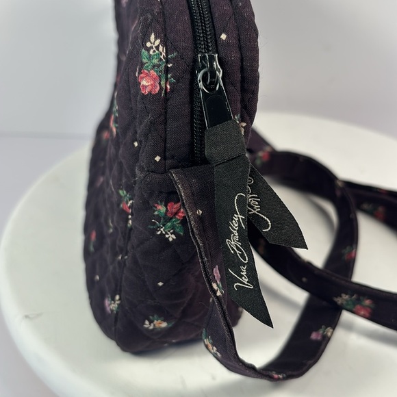 Vera Bradley Navy Blue w Roses & Border 2 Outside Pockets Good for Bible Bag - Picture 2 of 7